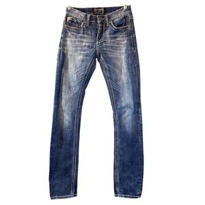 Salvage Havoc Straight Slim Fit Y2k Buckle Men's 28 Blue Distressed Denim EUC